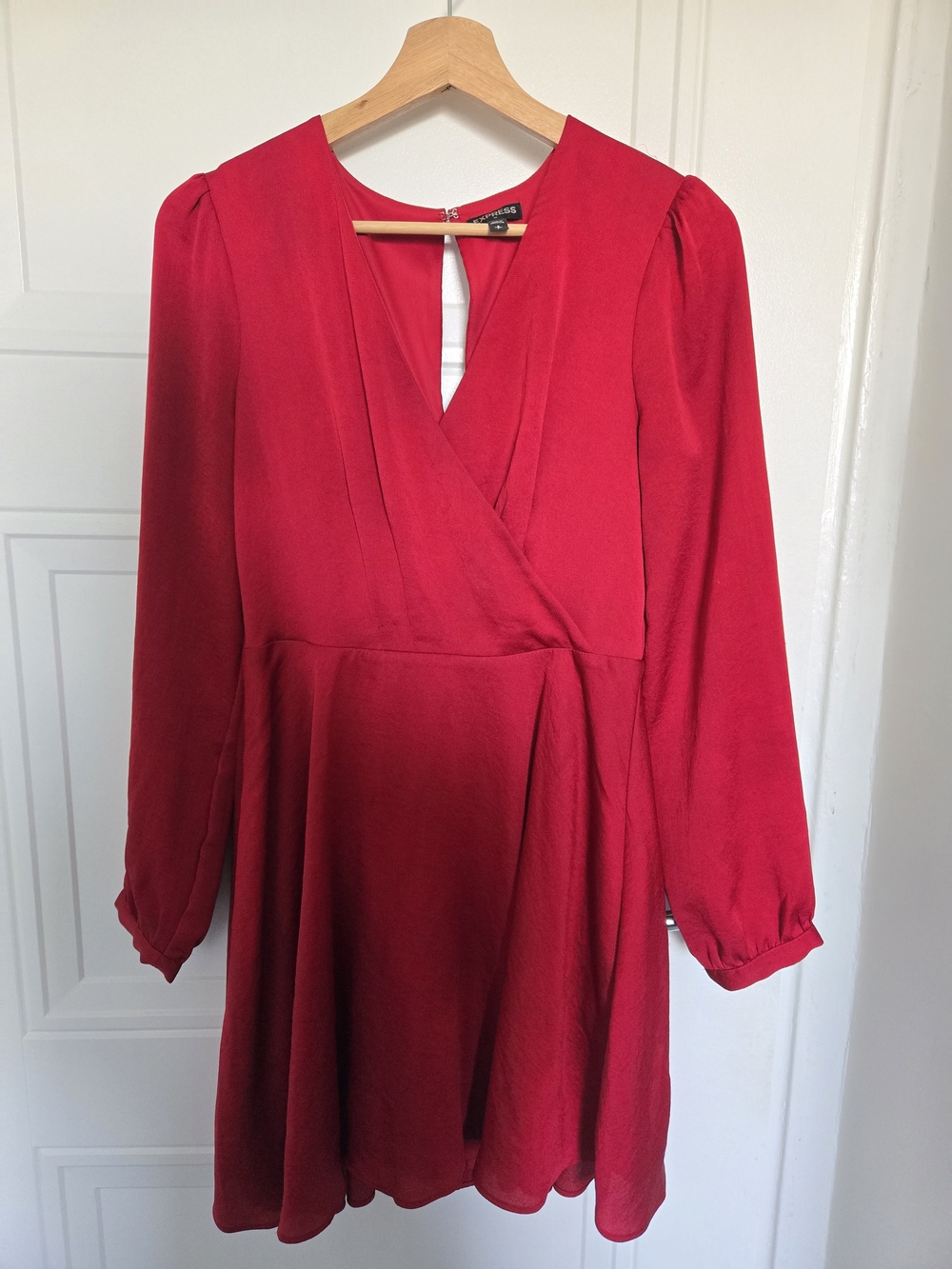 Express Red Long Sleeve Wrap Dress